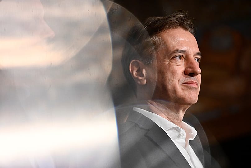 Prime Minister of Slovenia Robert Golob addresses the media at the parliament in Ljubljana, 22 March, 2026