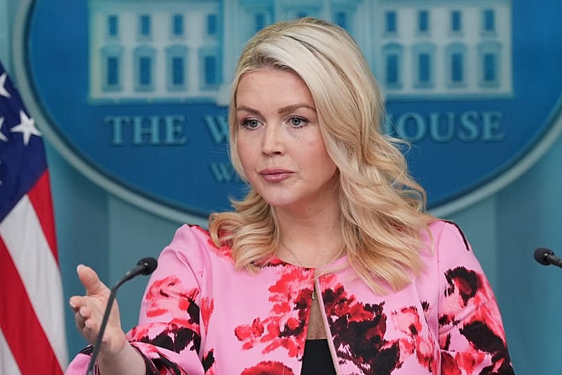 White House press secretary Karoline Leavitt speaks with reporters in the James Brady Press Briefing Room at the White House, 30 March, 2026