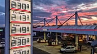 The sun has set behind a gas station in Frankfurt, Germany, Tuesday, 31 March 2026.