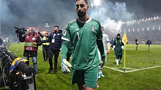 Italy's Gianluigi Donnarumma walks off the pitch after losing in a World Cup qualifying playoff final soccer match between Bosnia and Italy in Zenica, Bosnia