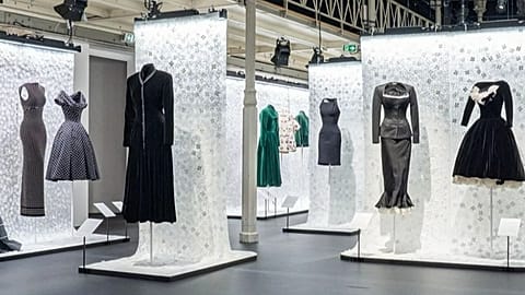 Exhibition view of Azzedine Alaia and Christian Dior: Two Masters of Haute Couture