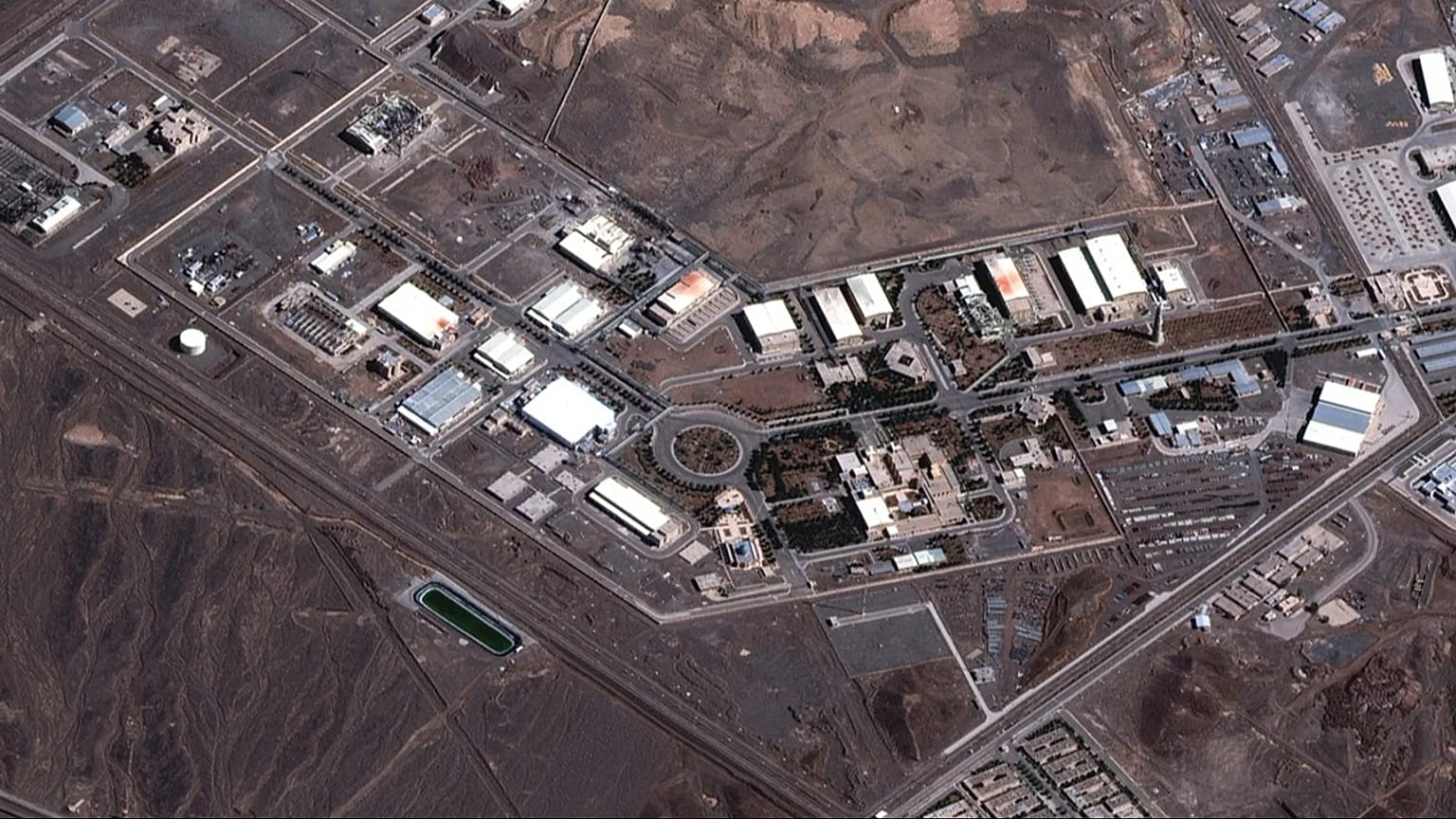 FILE - This satellite image provided by Vantor shows the Natanz nuclear complex in Iran on March 7, 2026, with no new damage seen at the facility or the tunnels.