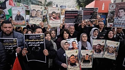 Palestinians protest Israeli parliament's approval of the death penalty for Palestinians convicted of murdering Israelis in Nablus, West Bank, 31 March, 2026