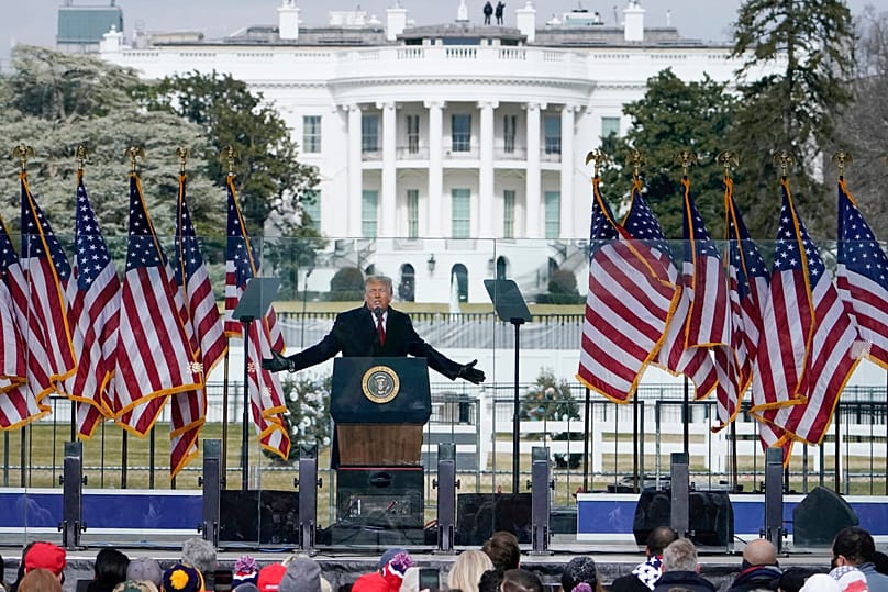 US President Donald Trump speaks at a rally in front of the White House, 6 January, 2021