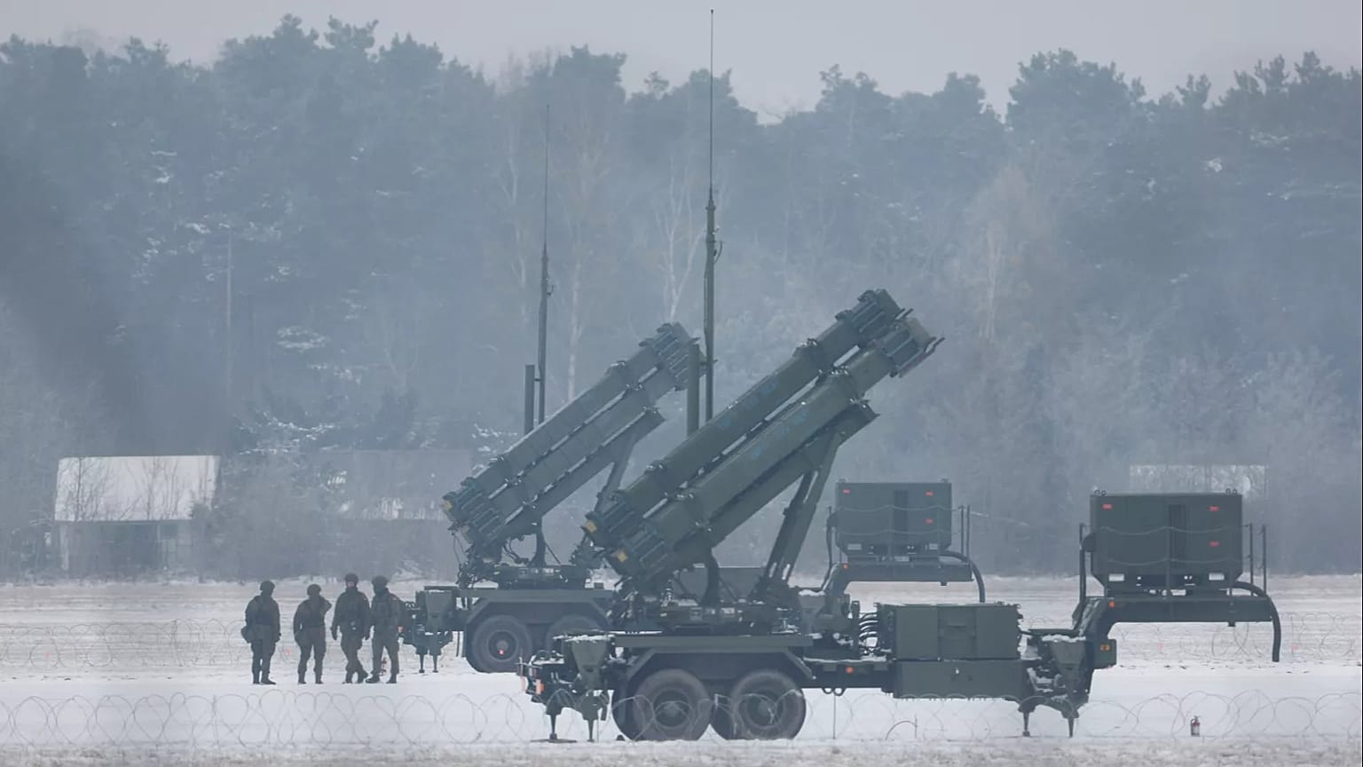 Patriot missile launchers acquired from the US deployed in Warsaw, 6 February, 2023