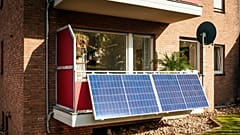 Steckersolarmodule auf einem Balkon in Deutschland.