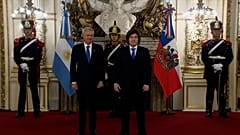 Captura de un vídeo de Agence France-Presse de la reunión entre ambos mandatarios.