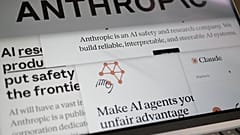 ARCHIV - Auf einem Computerbildschirm in New York sind am 26. Februar 2026 Seiten der Website von Anthropic und das Firmenlogo zu sehen.