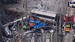 An aerial view of a train accident in Adamuz, 20 January, 2026