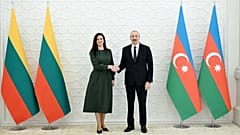 Lithuanian Prime Minister Inga Ruginienė and Azerbaijan President Ilham Aliyev in Baku