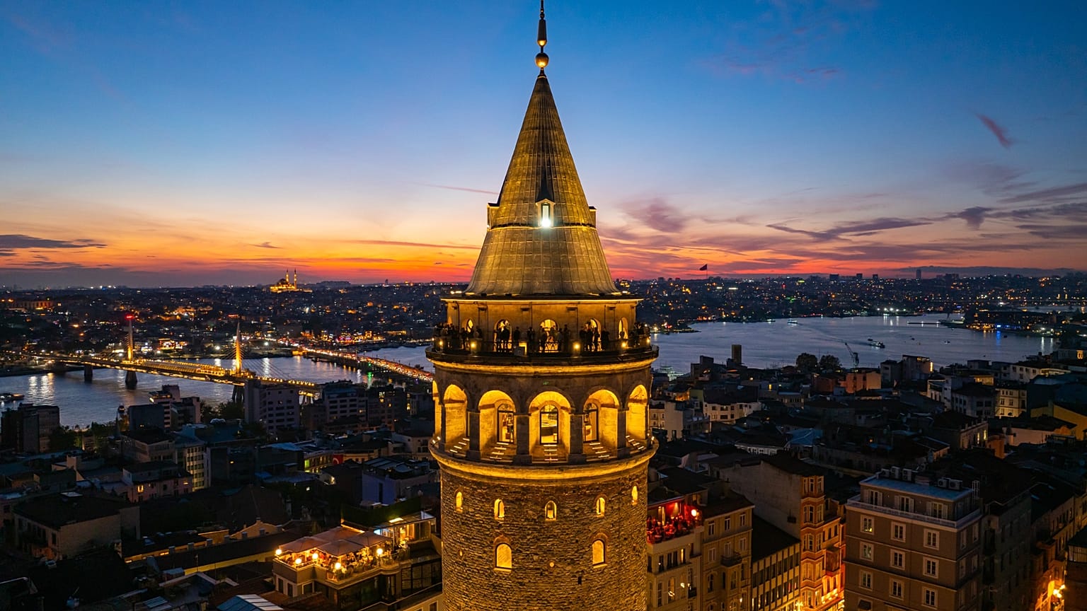 The Galata Tower by night