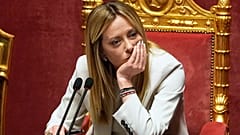 FILE: Italy's Prime Minister Giorgia Meloni addresses the Senate regarding the war in Iran and the Gulf region, in Rome, 11 March 2026