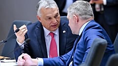 FILE: Hungarian PM Viktor Orban and Slovak PM Robert Fico at the European Council Roundtable (Euro Summit) in Brussels, 20 March 2025