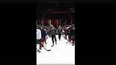 Mark Carney and Finland's Stubb play hockey