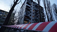 Ein abgeriegeltes Gebäude in Kyjiw
