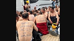 Açlık grevindeki madenciler.