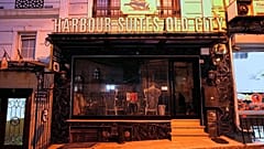 The main entrance door of the Harbour Suites Old City hotel is sealed in Istanbul, 24 November, 2025