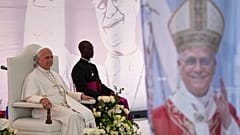 Pope Leo XIV meets with the staff and patients of the "Jean Pierre Olie" Psychiatric Hospital in Malabo, Equatorial Guinea, 21 April 2026