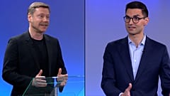 Sepp Müller (Μέλος της Bundestag, CDU) &amp; Martin Schirdewan (Ευρωβουλευτής, Η Αριστερά) στο The Ring στο Βερολίνο