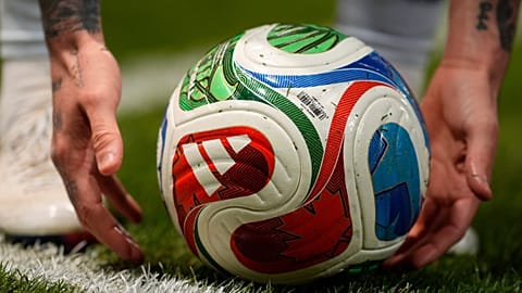 FILE: The official ball during the World Cup match between Bosnia and Herzegovina and Italy in Zenica, 31 March 2026