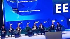 Goście panelu "Dezinformacja i Odporność" na Europejskim Kongresie Gospodarczym w Katowicach, 23.04.2026 r.