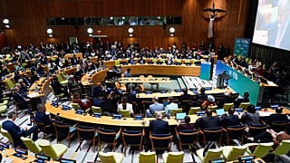 يرأس الأمين العام للأمم المتحدة أنطونيو غوتيريش قمة المناخ، يوم الأربعاء 24 سبتمبر/أيلول 2025، في مقر الأمم المتحدة. (صورة من وكالة أسوشييتد برس/يوكي إيوامورا)