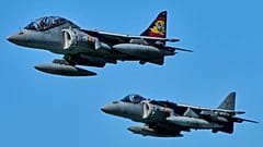 FILE: Two Spanish Navy's AV-8B Harrier II fighter jets fly as part of the NATO Dynamic Mariner/Flotex-25 naval exercise in Barbate, 28 March 2025