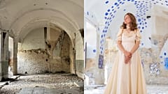 Veronika Blyzniuchenko y el ala que ayudó a restaurar en la Basílica de la Estrella
