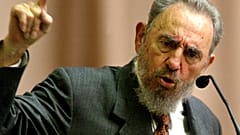 Der kubanische Präsident Fidel Castro bei einer Demonstration gegen das US-Embargo in Havanna, Freitag, 31. Oktober 2003 (Archiv)