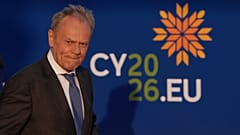 Donald Tusk lengyel kormányfő a ciprusi kihelyezett EU-csúcson 2026. április 23-án