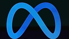 ARCHIV: Das Meta-Logo auf einem Videobildschirm bei der Entwicklerkonferenz LlamaCon 2025 für KI in Menlo Park, Kalifornien, am 29. April 2025.