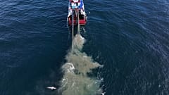 A bottom trawling plume of sediment stirred up from the seabed.
