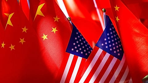 American and Chinese displayed in Beijing, 16 September, 2018