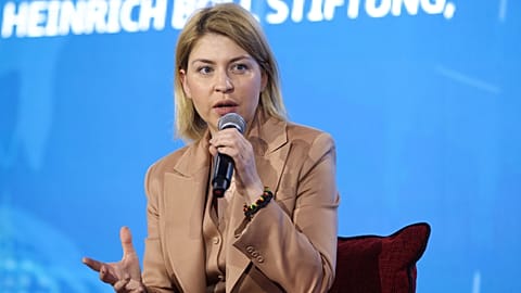 FILE: Ukrainian Deputy PM for European and Euro-Atlantic Integration Olha Stefanishyna participates in a panel discussion at the Warsaw Security Forum, 4 October 2022