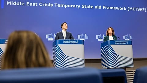 Teresa Ribera, Executive Vice-President of the European Commission for a Clean, Just and Competitive Transition, gives a press conference on the Temporary State Aid Framework.