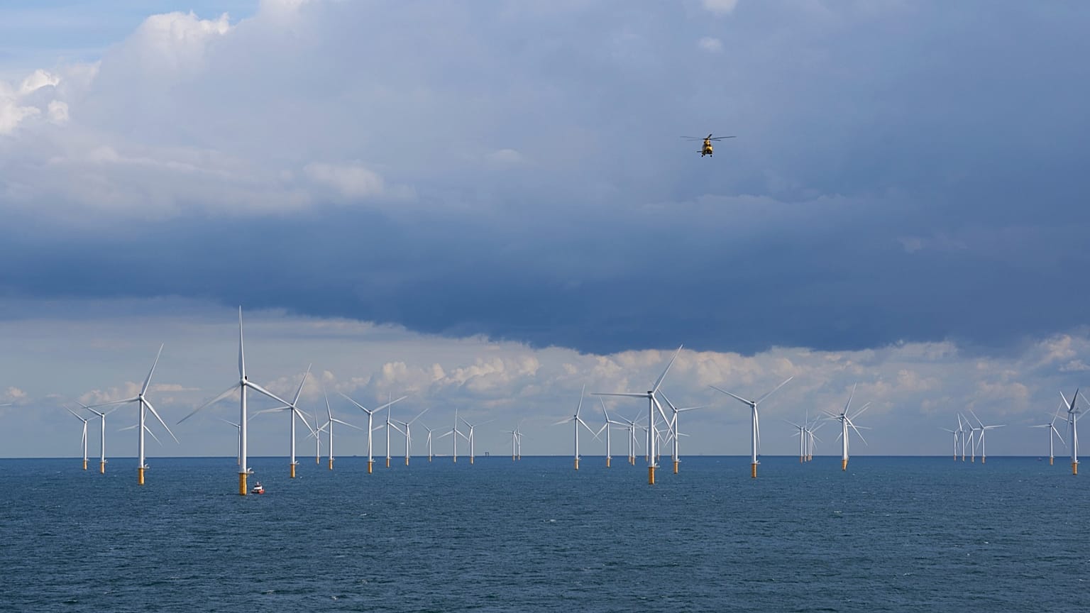 Windkraftanlagen in der Nähe des Modular Offshore Grid in der Nordsee vor der belgischen Küste, 9. September 2019