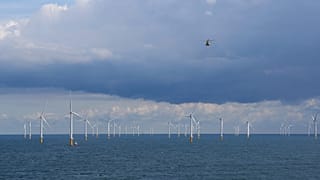 Windkraftanlagen in der Nähe des Modular Offshore Grid in der Nordsee vor der belgischen Küste, 9. September 2019