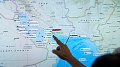 A view of screens showing shipping in the Middle East at the UK Maritime Trade Organisation in Portsmouth, 27 April, 2026