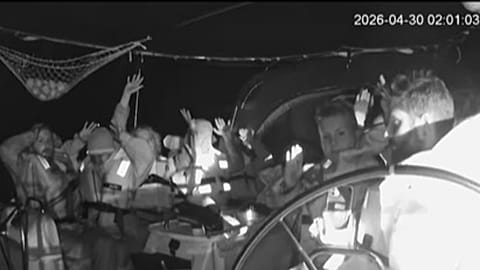 A frame from the interception of one of the vessels, recorded through the camera on board