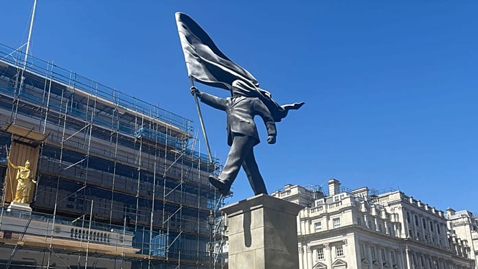 Blinded by the flag: Banksy confirms new statue in London is his work