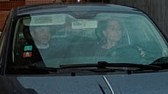 Alberto Stasi, left, and his lawyer Giada Bocellari leave the court after interrogatories for the reopening of the Garlasco case, in Pavia, Italy, Tuesday May 20, 2025 (Claudi