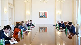 EU foreign policy chief Kaja Kallas with Azerbaijan's President Ilham Aliyev in Baku, 5 May 2026