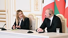 Italian Prime Minister Giorgia Meloni and Azerbaijan's President Ilham Aliyev in Baku, 4 May 2026