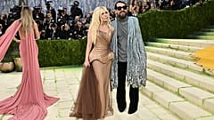 Donatella Versace, left, and Alessandro Michele arrive at The Metropolitan Museum of Art's Costume Institute benefit gala celebrating the opening of the "Costume Art" exhibiti
