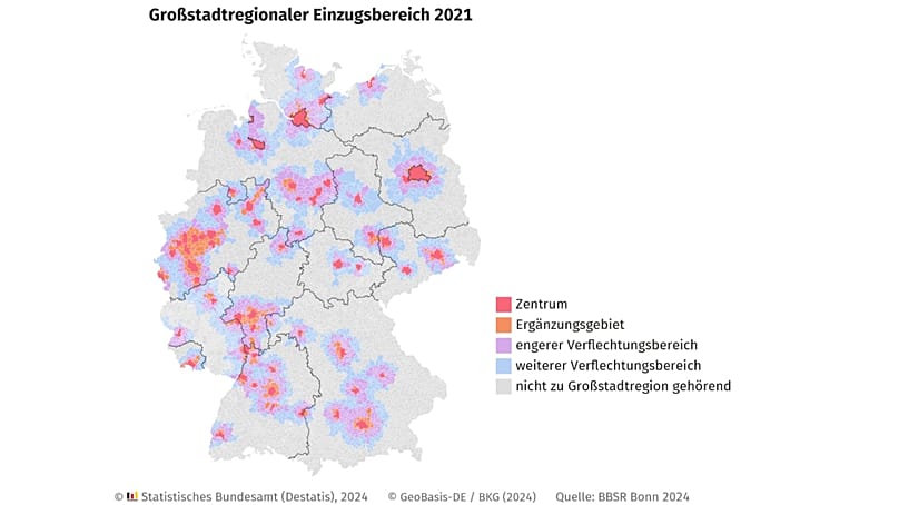 71 Prozent der Deutschen leben in Großstadtregionen.
