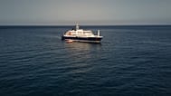 صورة جوية لسفينة الرحلات البحرية الهولندية MV Hondius وهي راسية في المحيط الأطلسي قبالة سواحل الرأس الأخضر، يوم الثلاثاء 5 مايو/أيار 2026