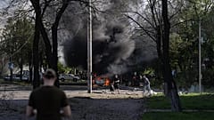 The site of an aerial guided bomb strike after Russia's air attack in Kramatorsk, 5 May, 2026