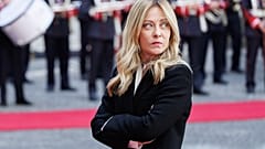 Premier Włoch Giorgia Meloni podczas spotkania z premierem Albanii Edim Ramą w Rzymie, Włochy, w czwartek, 16 kwietnia 2026 r. 