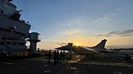 A view of a jet on flight deck of the Charles de Gaulle at Subic Bay, 23 February, 2025