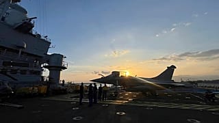 A view of a jet on flight deck of the Charles de Gaulle at Subic Bay, 23 February, 2025